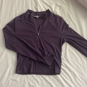 Long sleeve purple quarter zip shirt